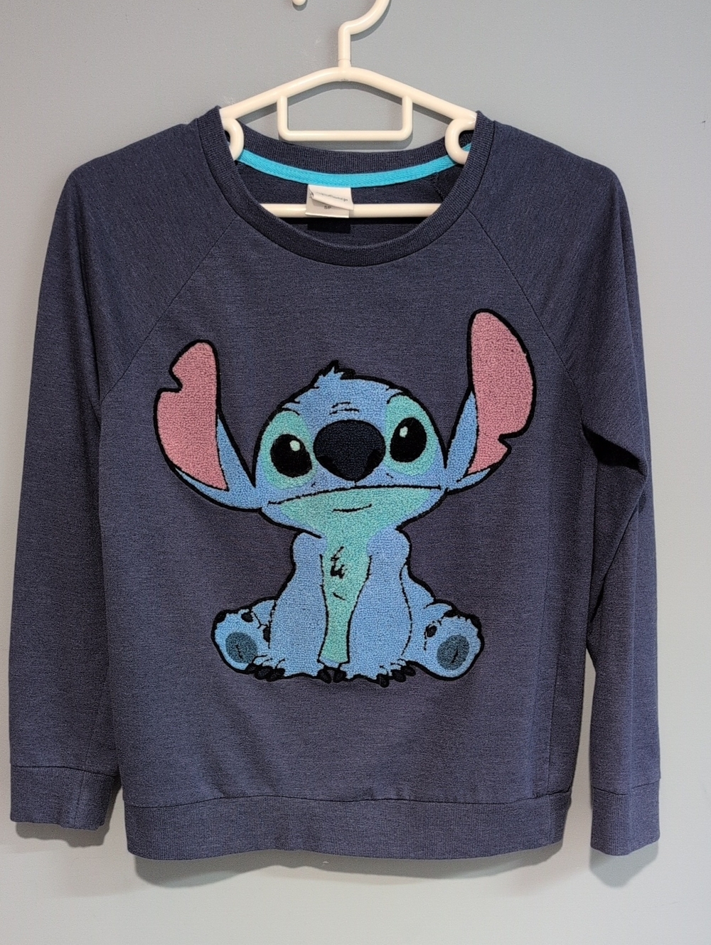 Disney Bluenotes Navy Blue Stitch Graphic Pull Over Top Size Small